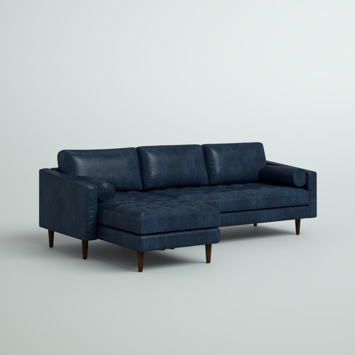 Steelside™ Bismarck 2 Piece Leather Sectional & Reviews Wayfair